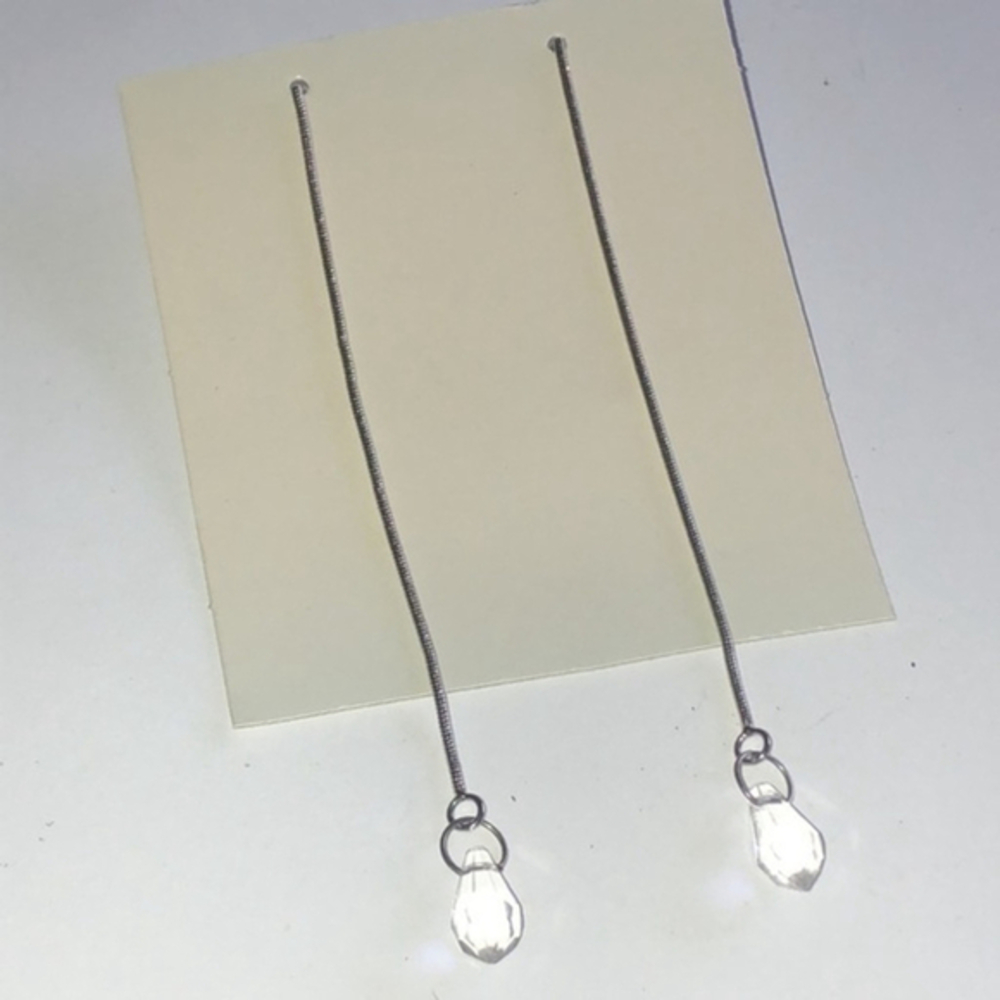 Boho Silver Tone Dangling Beads Beaded Shoulder Duster Retro Pierced Earrings